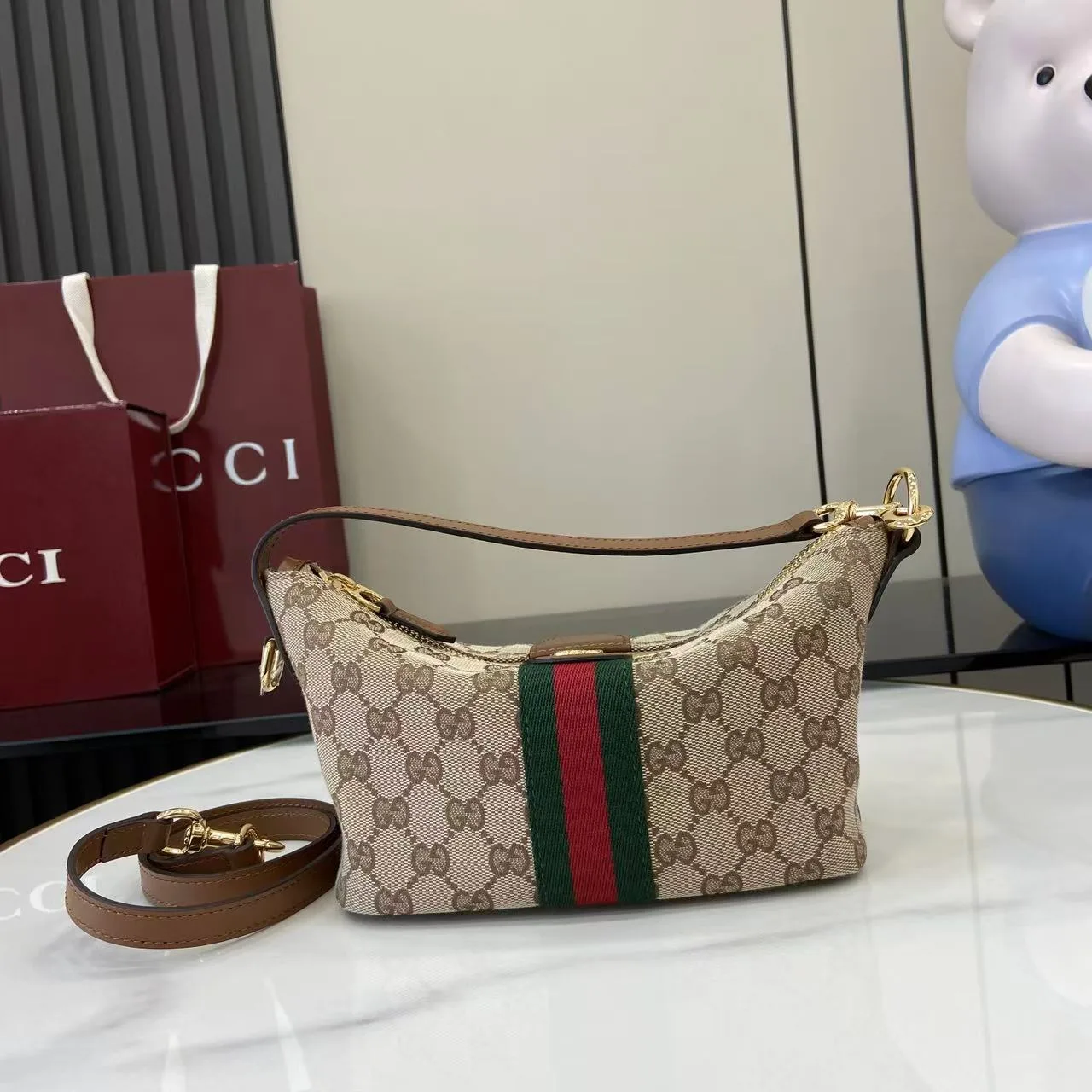 Gucci Brown GG Supreme Canvas Shoulder Bag product photo from LabelPicks