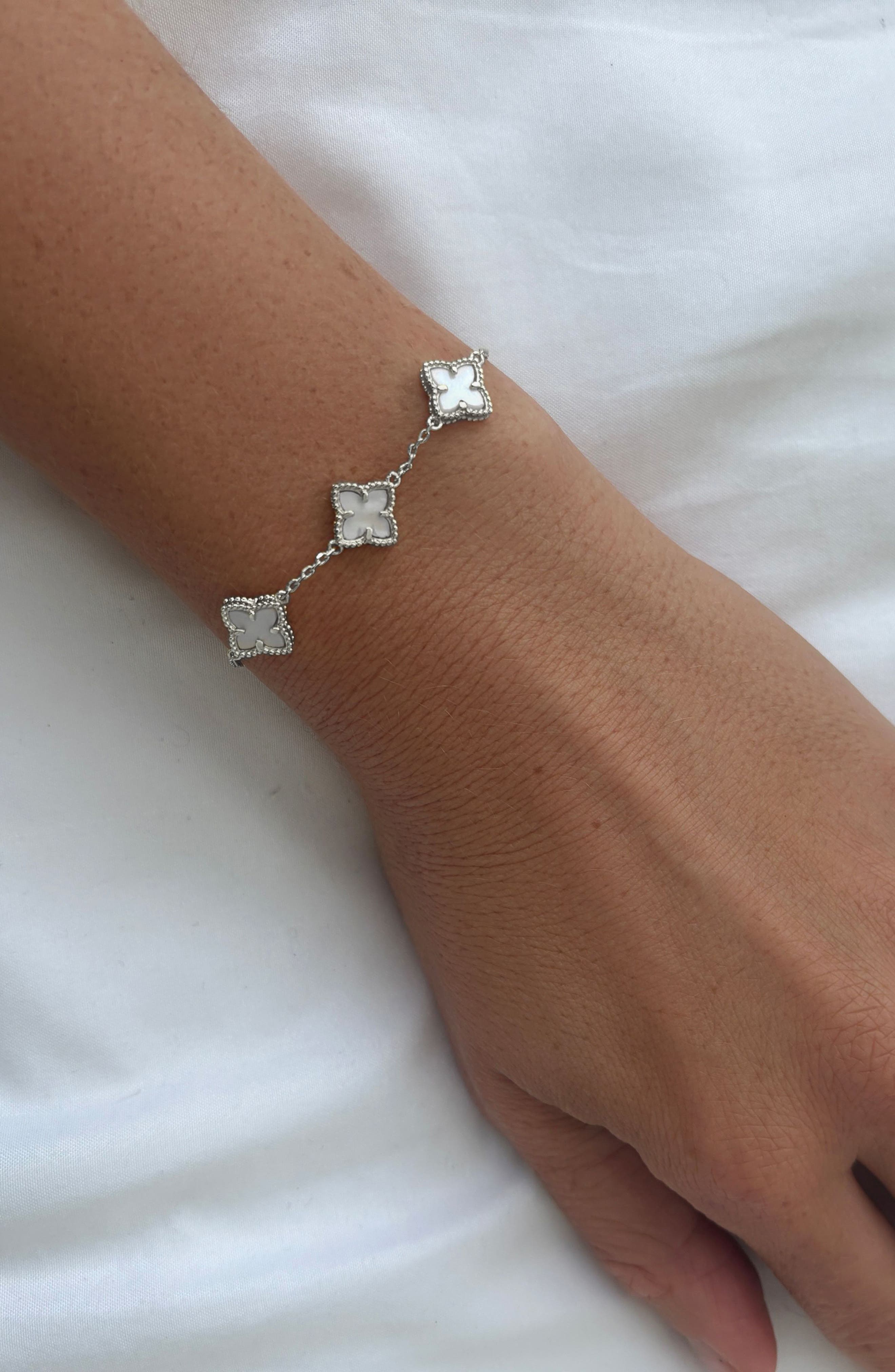 Adornia Mother of Pearl Flower Station Bracelet