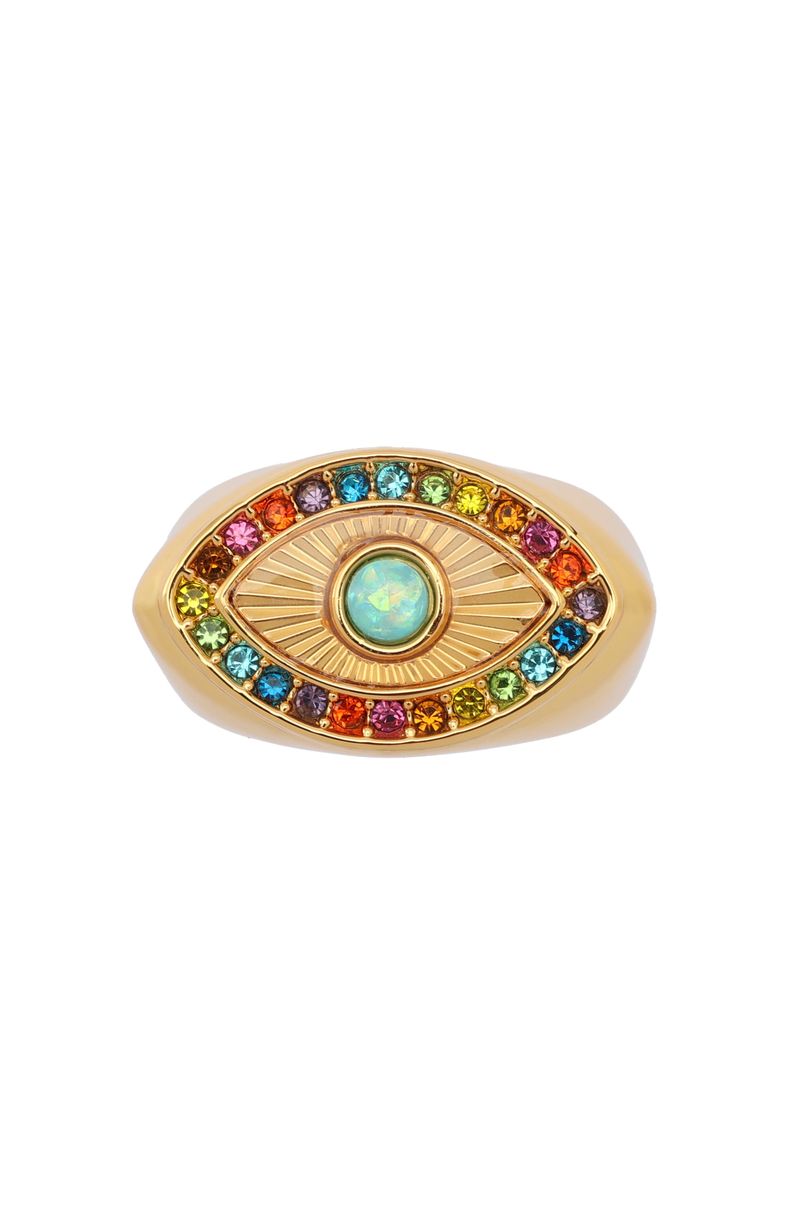 Kurt Geiger London Rainbow Evil Eye Cocktail Ring