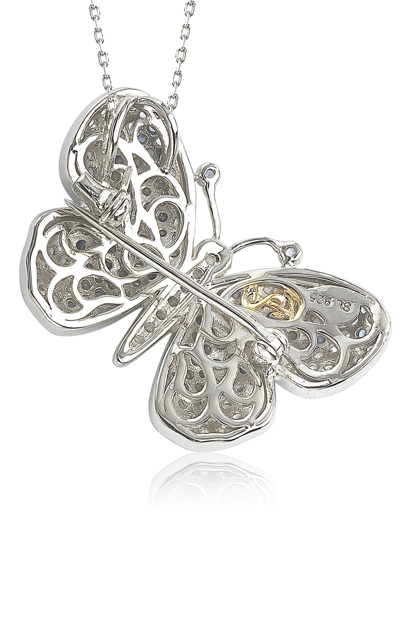 SUZY LEVIAN Sterling Silver Pavé Blue Sapphire & Lab Created White Sapphire Butterfly Pendant Necklace