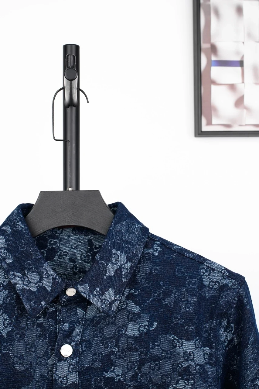 GUCCI Blue White Marble GG Denim Overshirt product photo from LabelPicks
