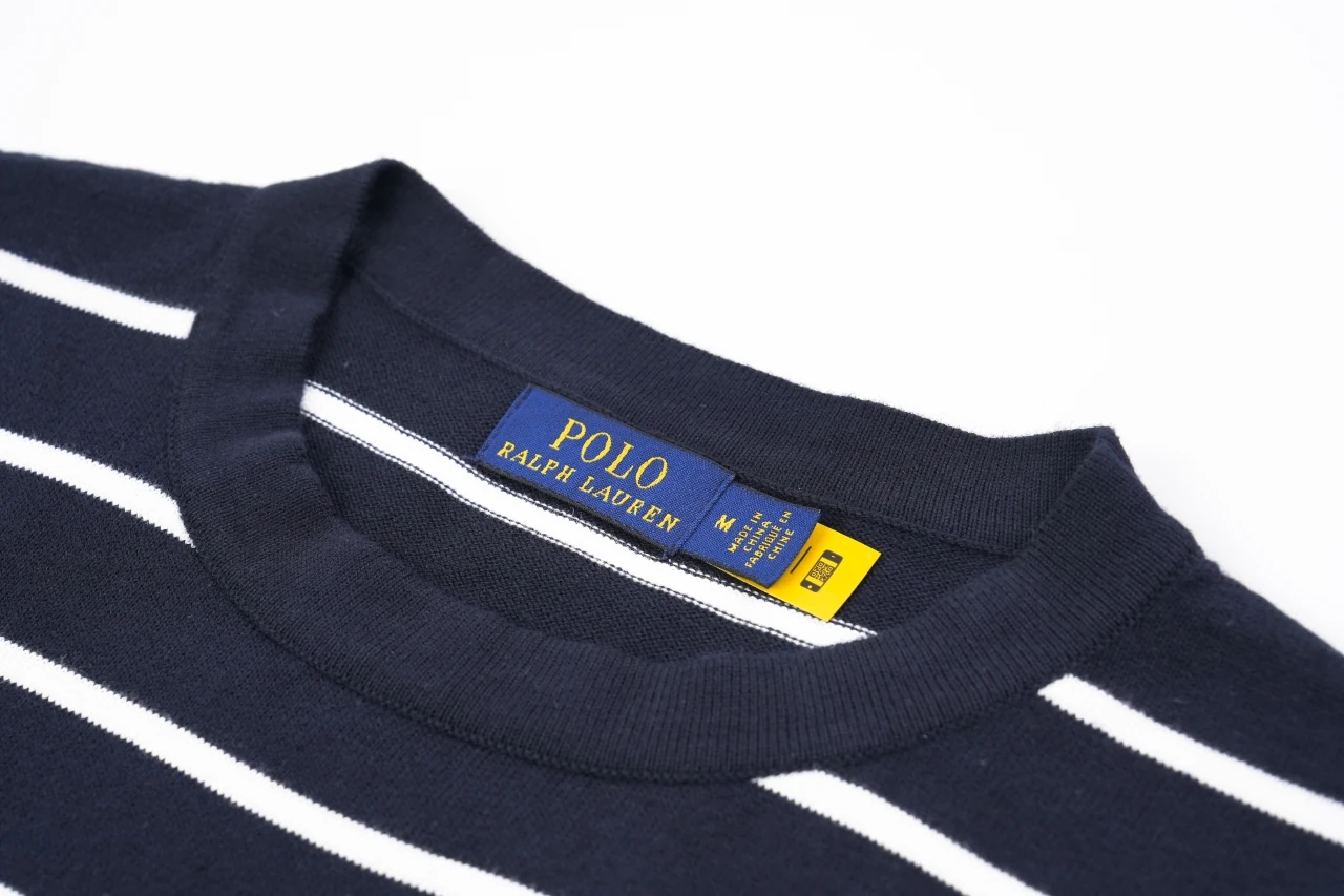 Ralph Lauren Navy Stripe Pony Embroidered Knit T-Shirt product photo from LabelPicks