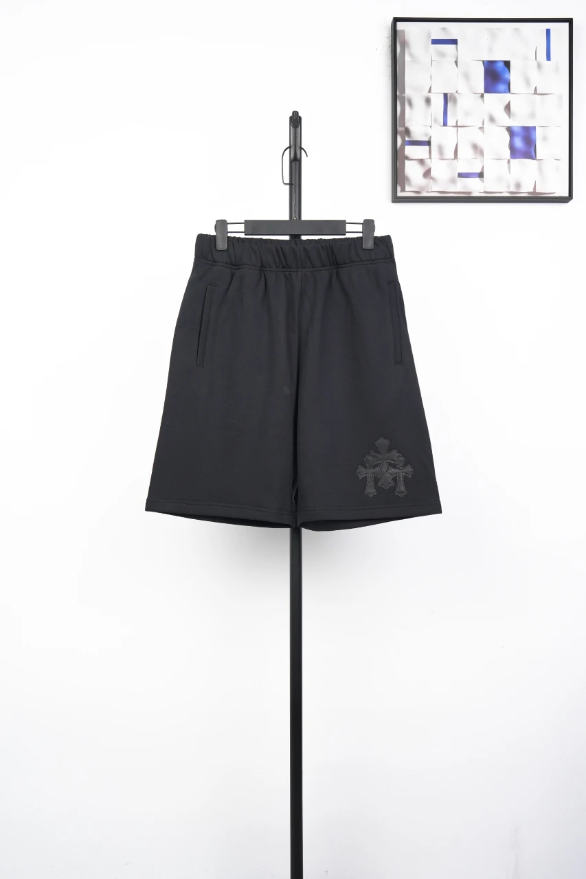 Chrome Hearts Black Cross Leather Label Fleece Shorts product photo from LabelPicks