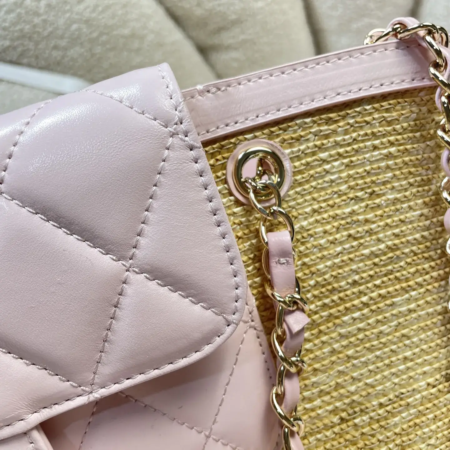 Chanel White Straw Woven Tote Bag product photo from LabelPicks