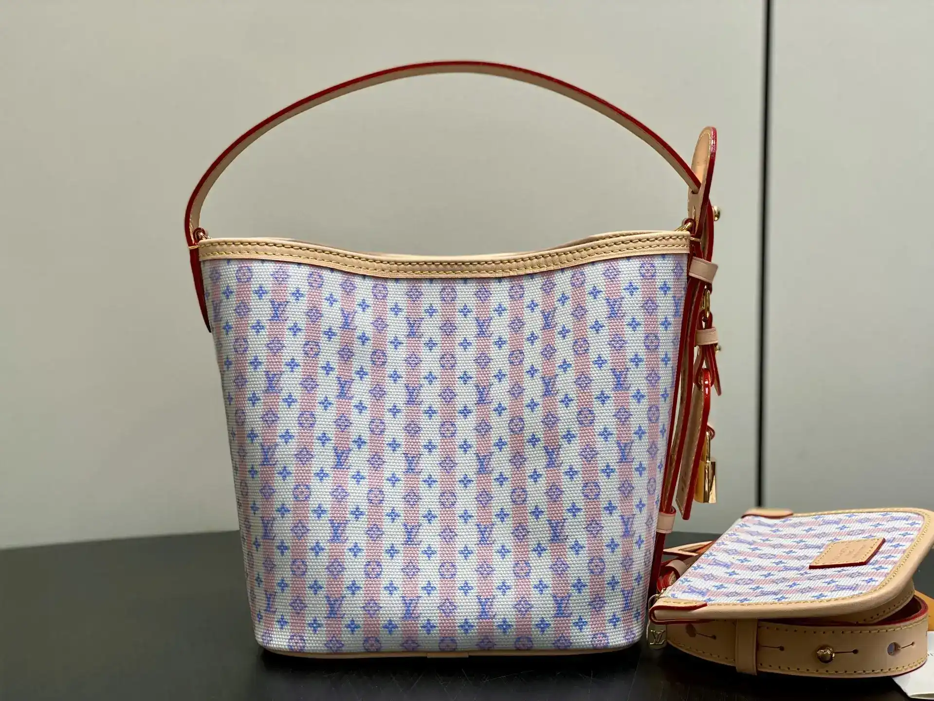 Louis Vuitton Pink Canvas and Leather Bucket Bag product photo from LabelPicks