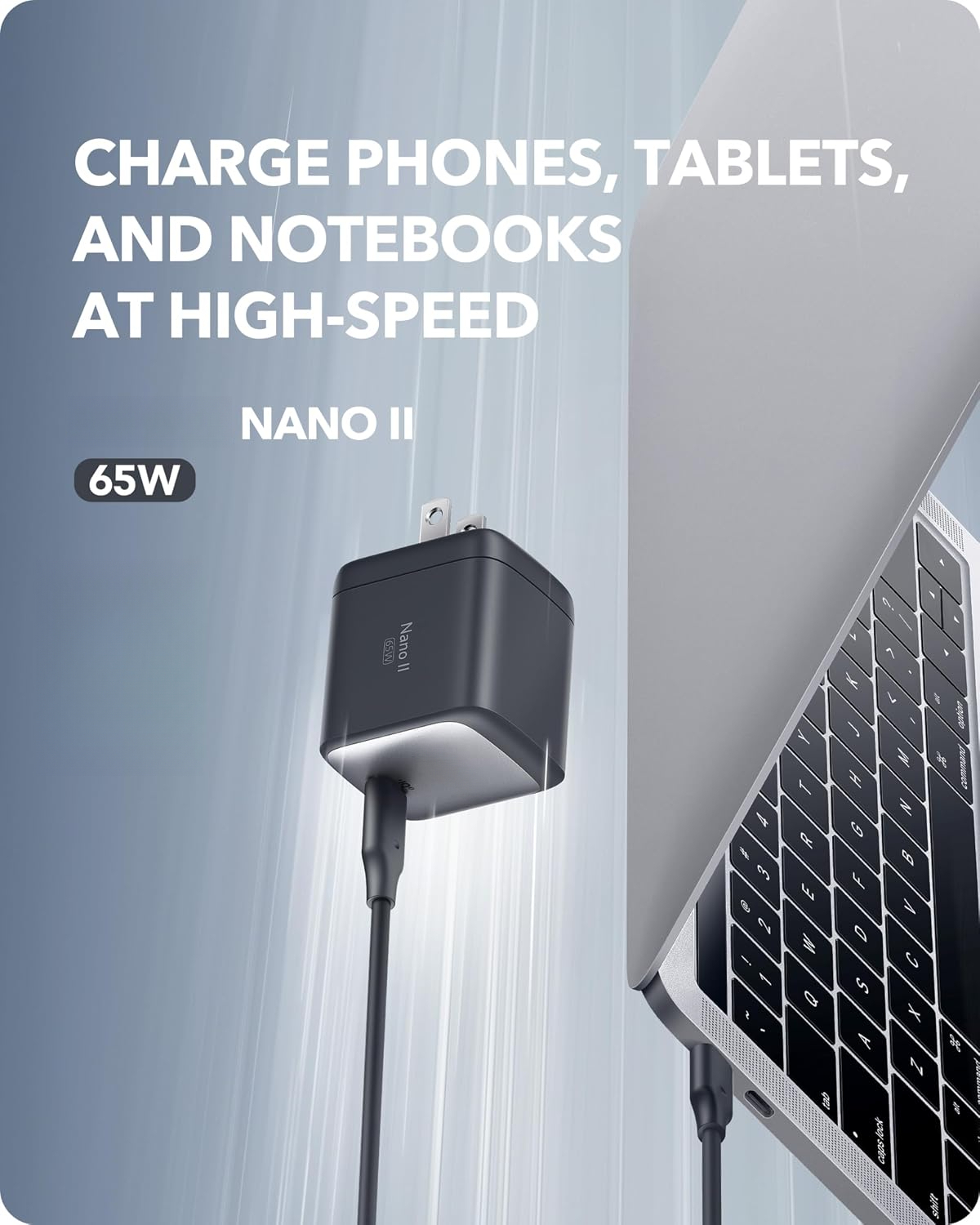 Nano 65W GaN II PPS USB C Charger, Fast Compact Foldable Charger for Home Office Travel