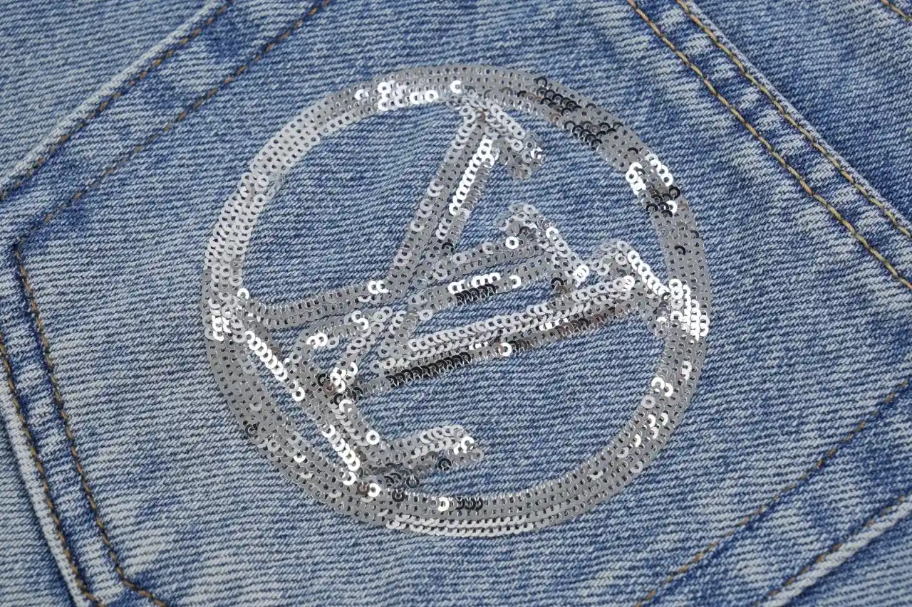 Louis Vuitton Light Blue Allover Print Straight Denim Jeans product photo from LabelPicks
