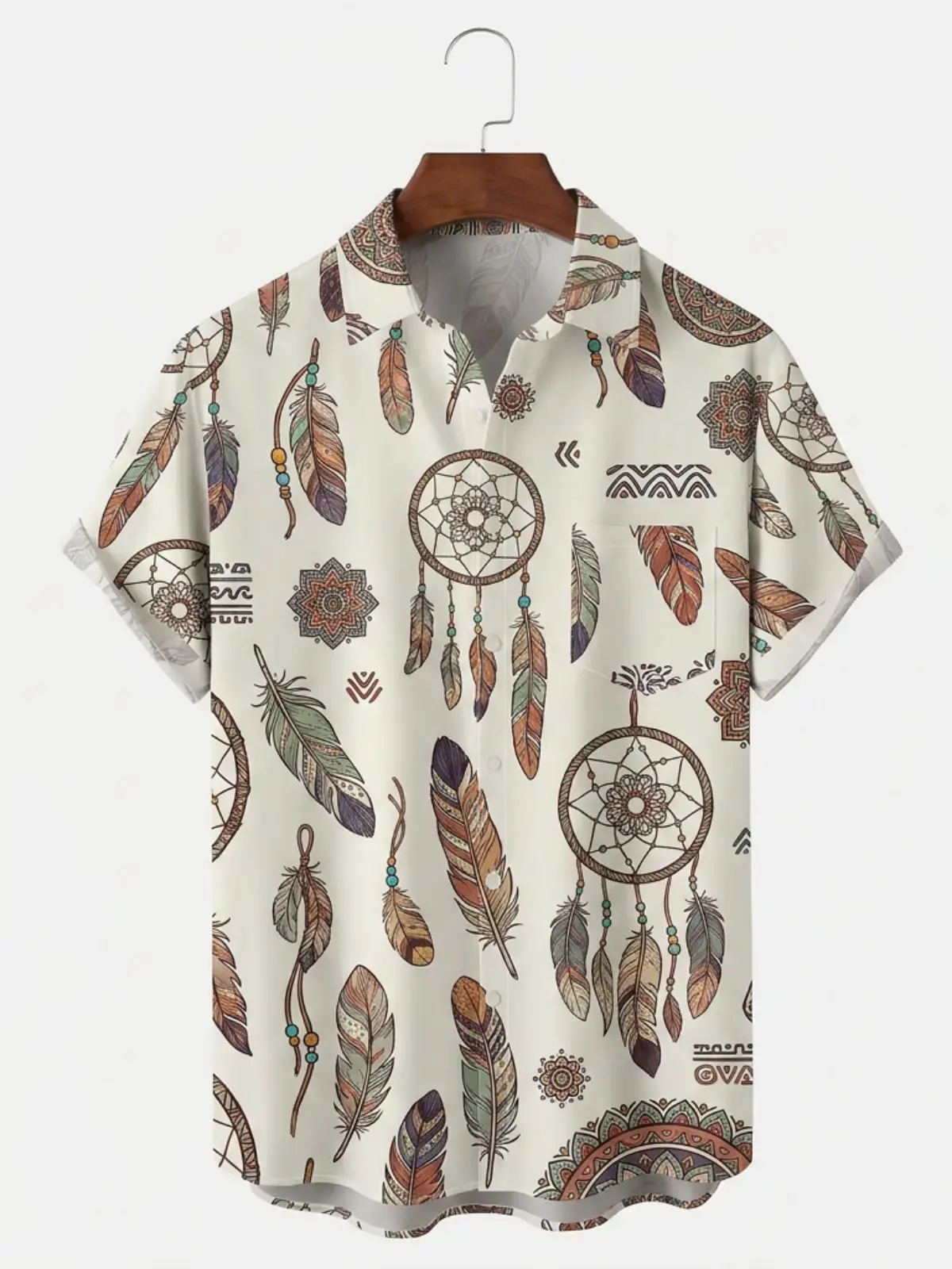 Men's printed shirts Bohemian Dreamcatcher Feather Aloha Shirt