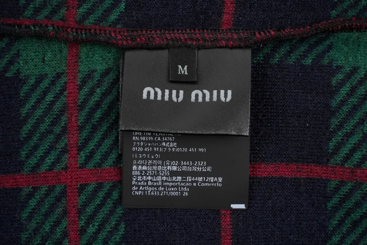 Miu Miu Dark Green Check Fleece Zip Jacket product photo from LabelPicks