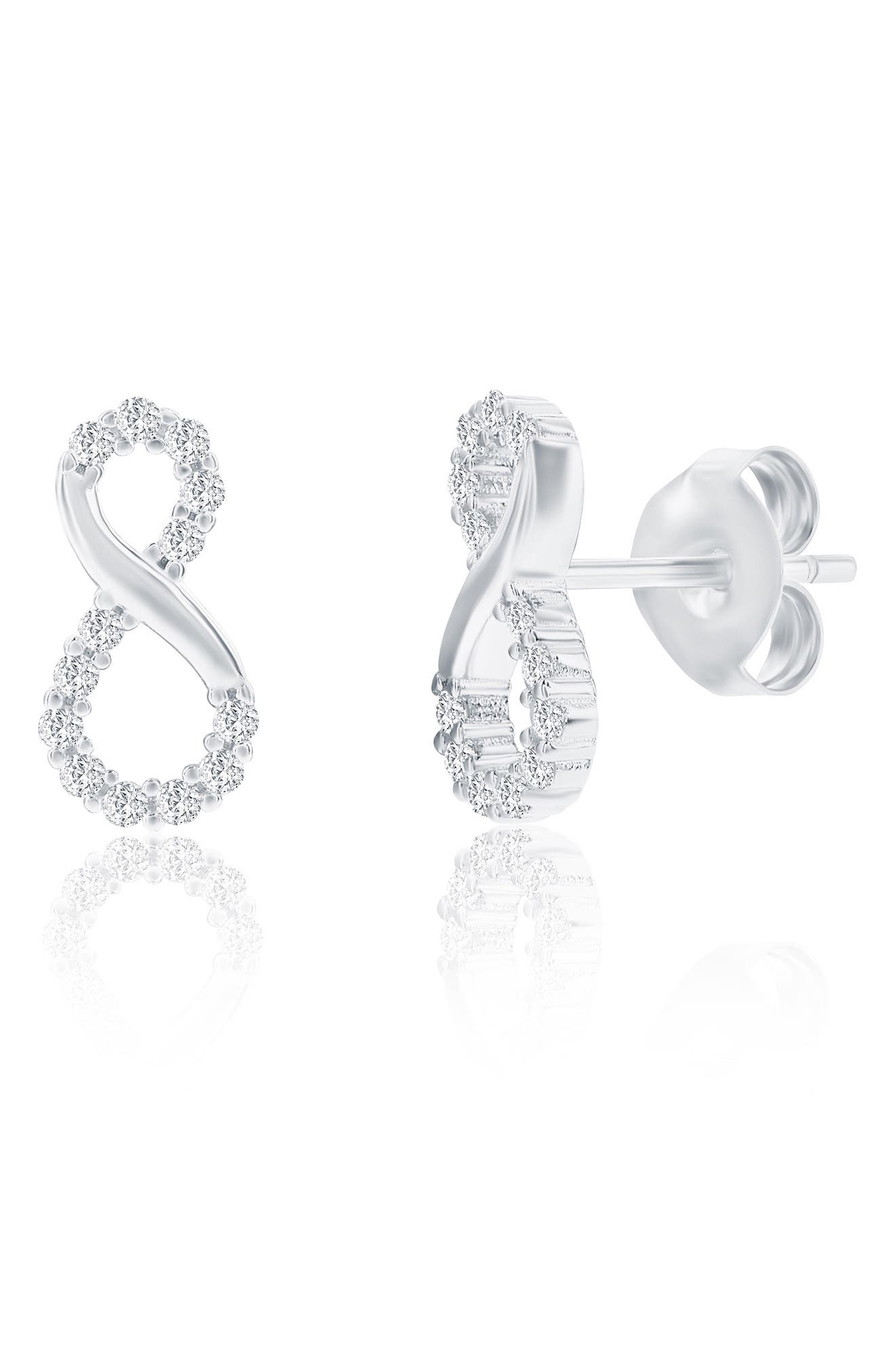 SIMONA Cubic Zirconia Infinity Stud Earrings & Pendant Necklace Set
