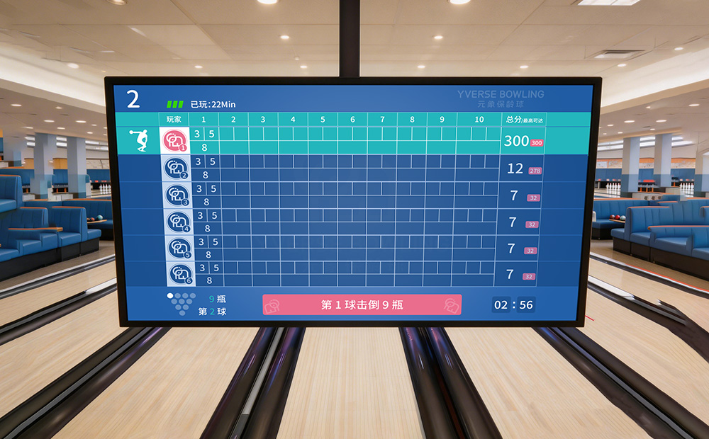 High-definition LCD Displays with Interactive Ccoring Systems for Commercial Bowling Lane