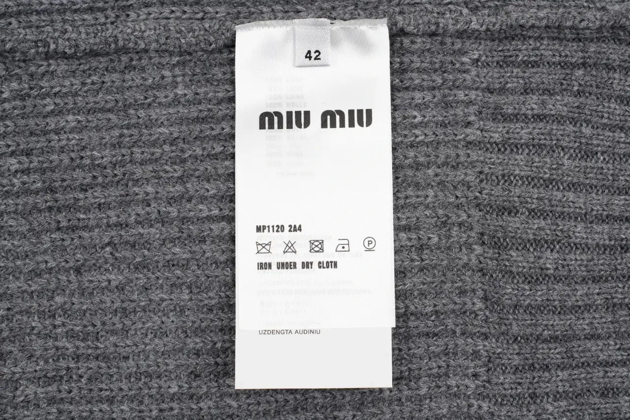 Miu Miu Grey White Trim Logo Knit Cardigan Jacket product photo from LabelPicks