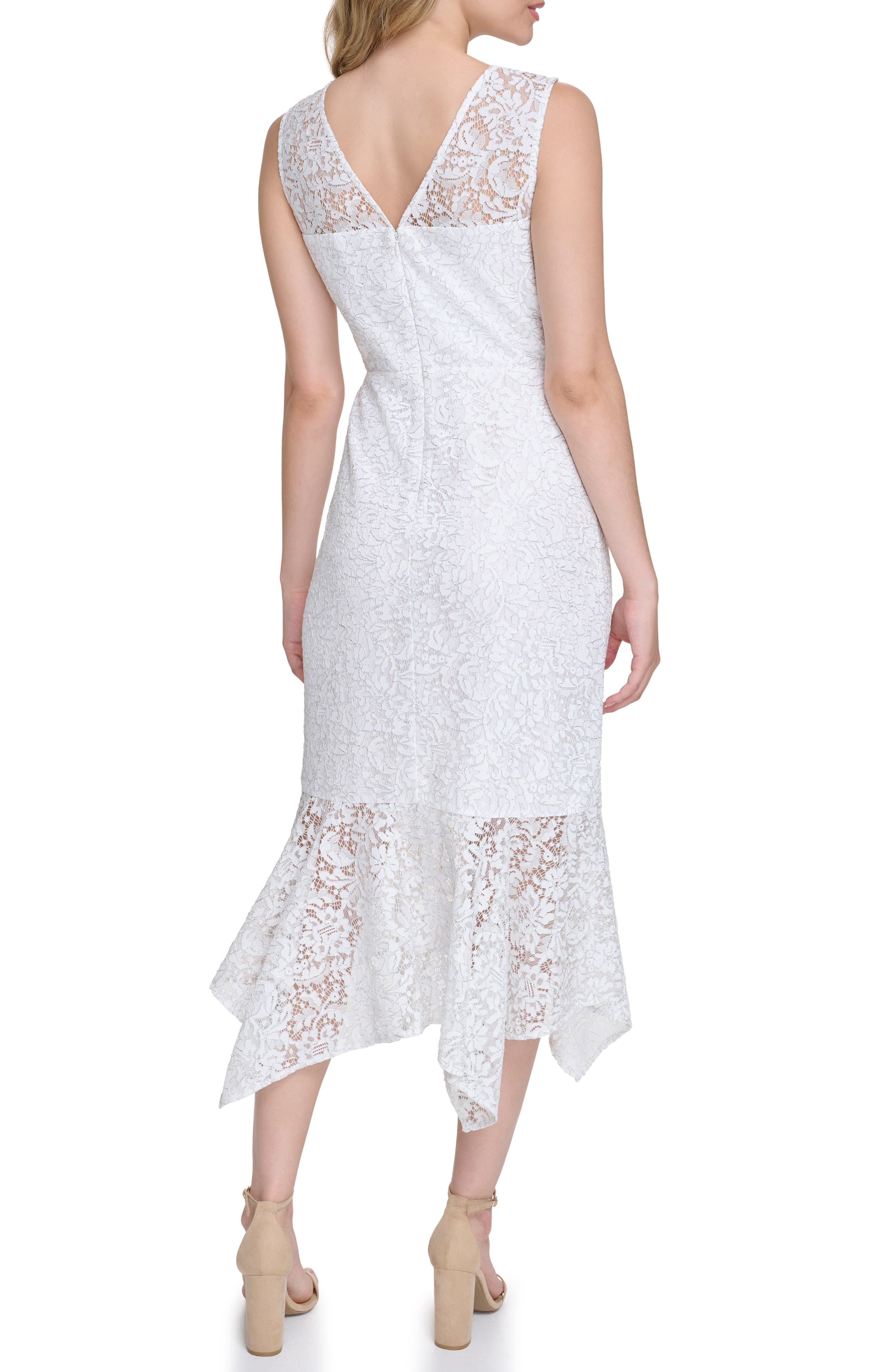 Kensie Floral Lace Asymmetric Dress