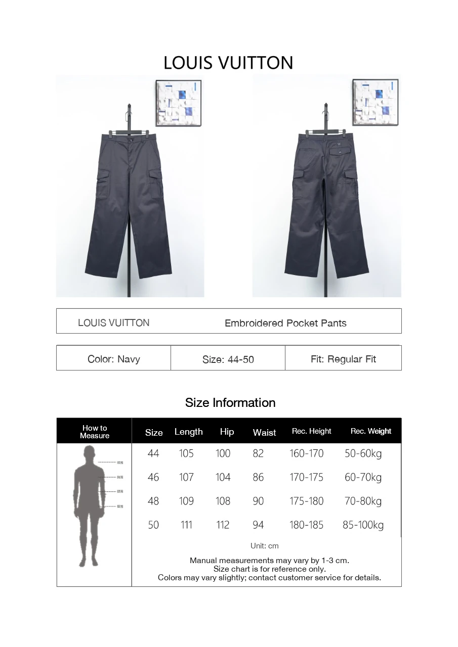 Louis Vuitton Navy Multi Pocket Embroidered Cargo Pants product photo from LabelPicks