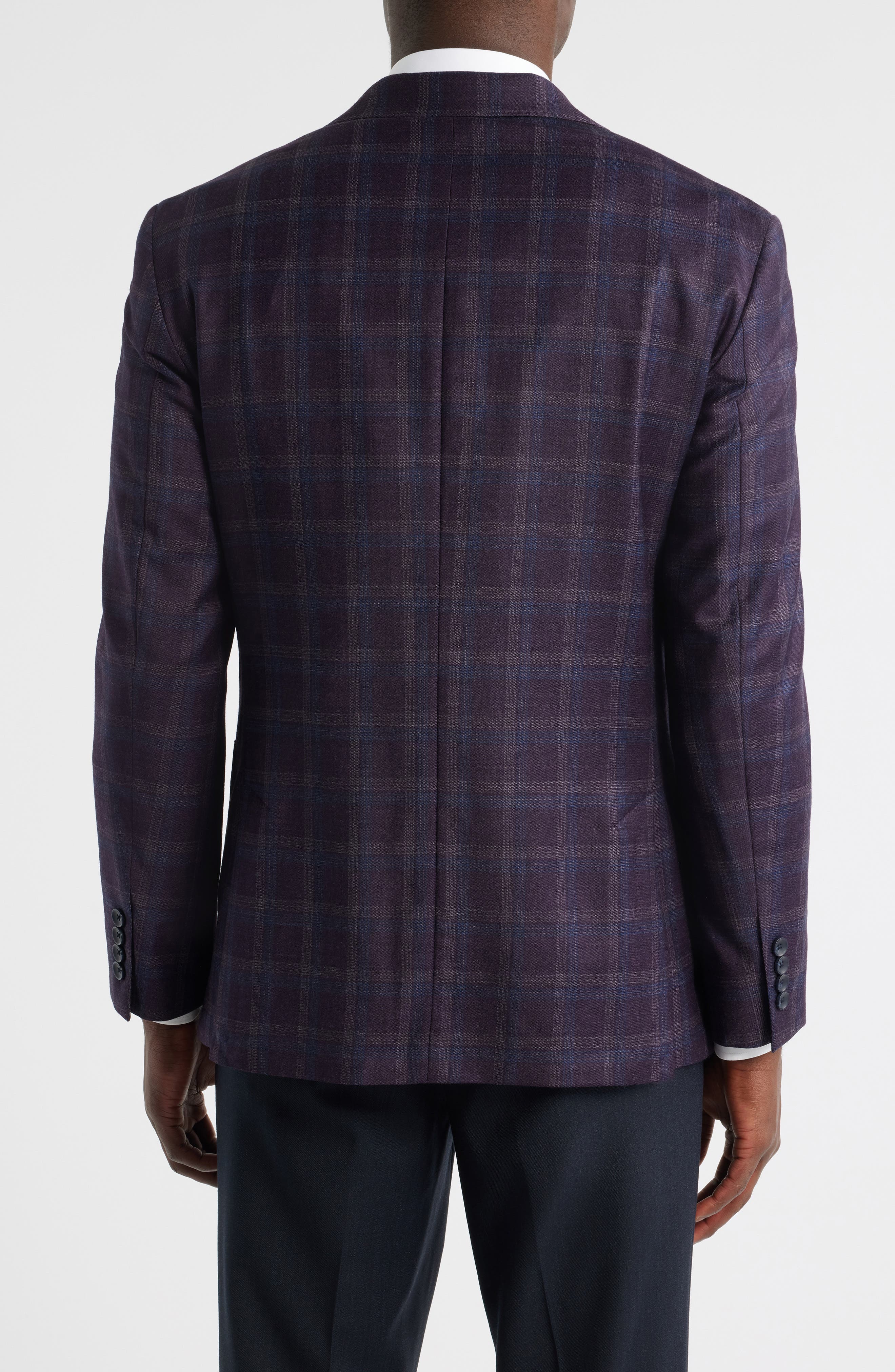 Nordstrom Purple Shadow Check Wool Sport Coat