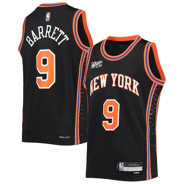 RJ Barrett New York Knicks Nike Youth 2021/22 Swingman Jersey - City Edition - Black