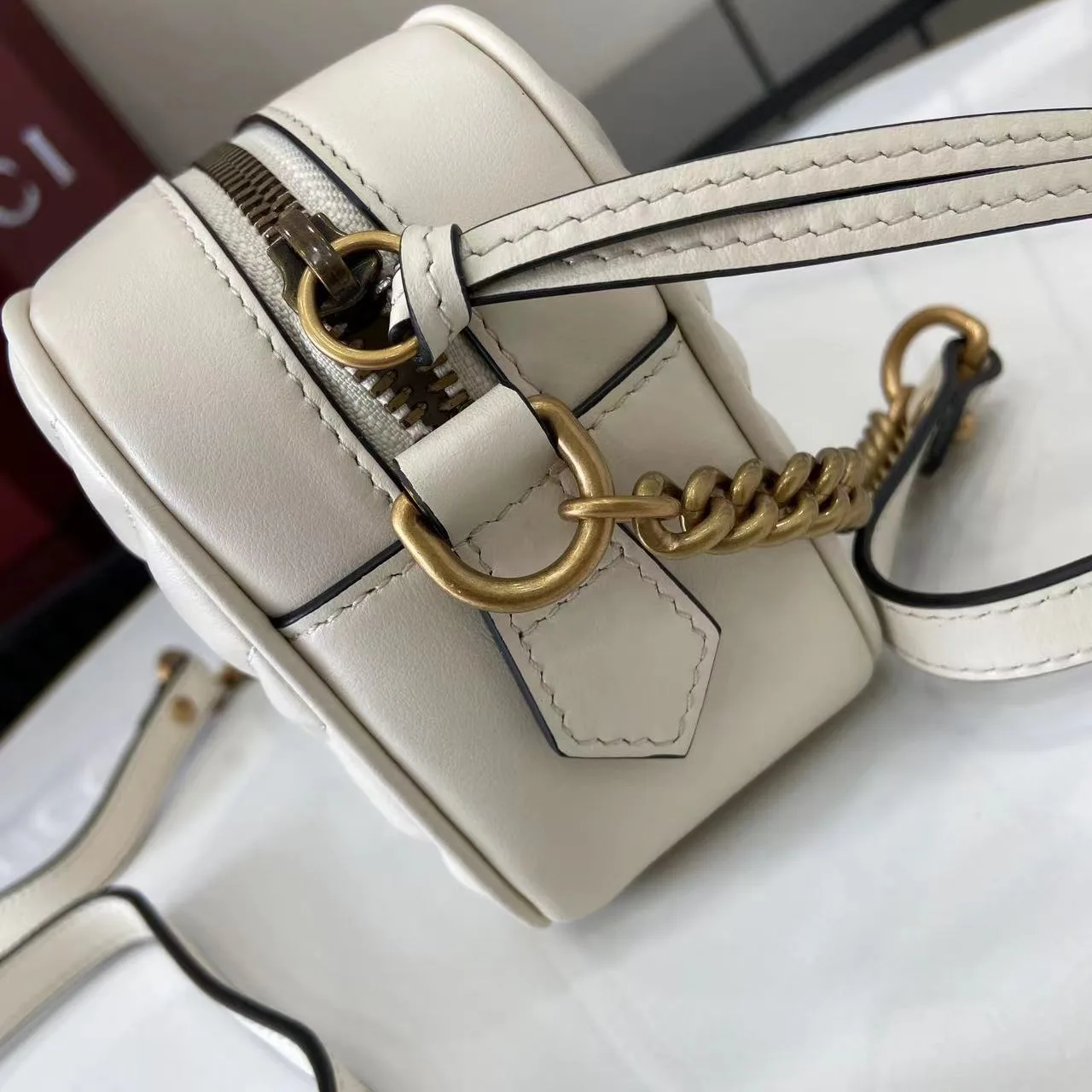 Gucci White Marmont GG Supreme Canvas Crossbody Bag product photo from LabelPicks