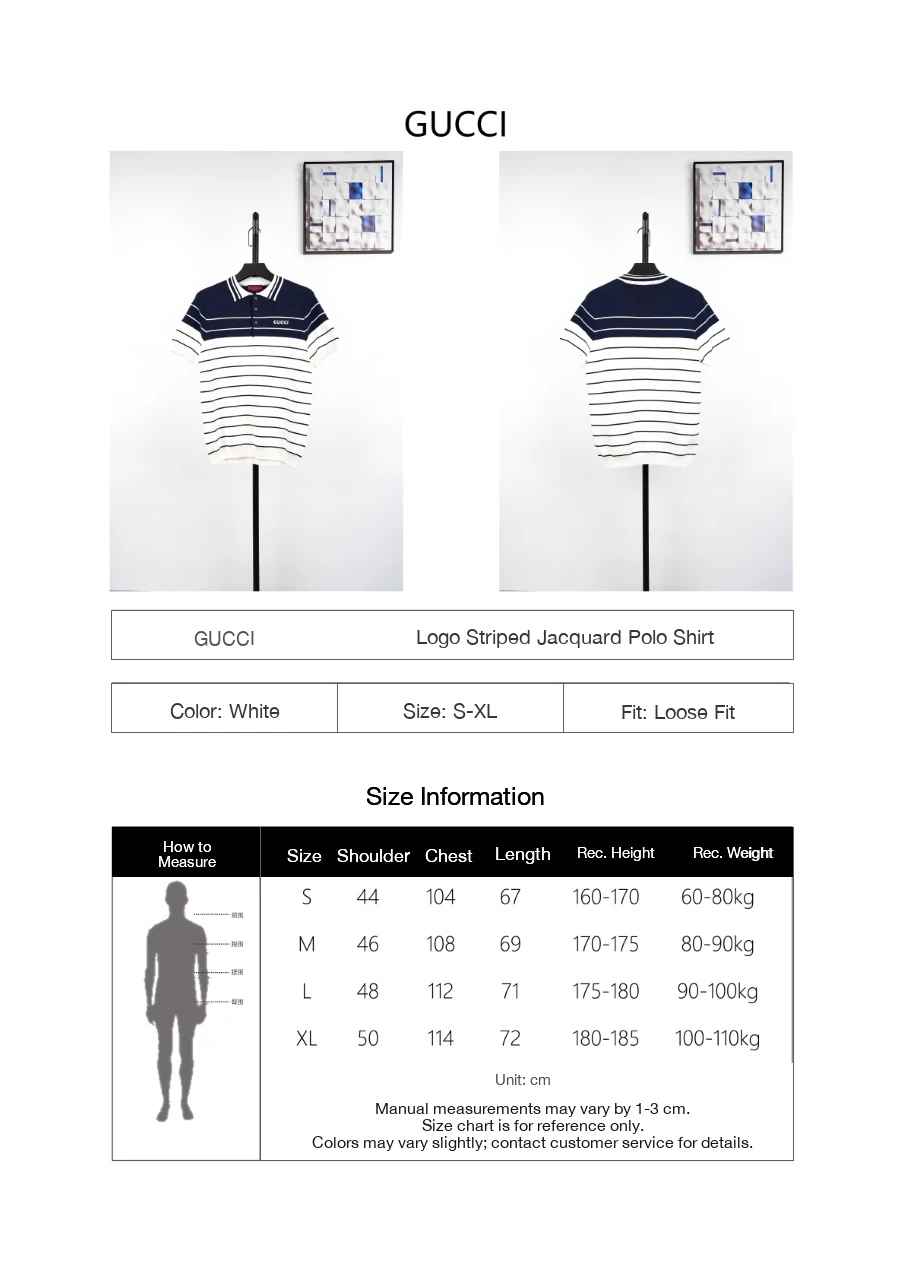 GUCCI Navy White Striped Jacquard Polo Shirt product photo from LabelPicks
