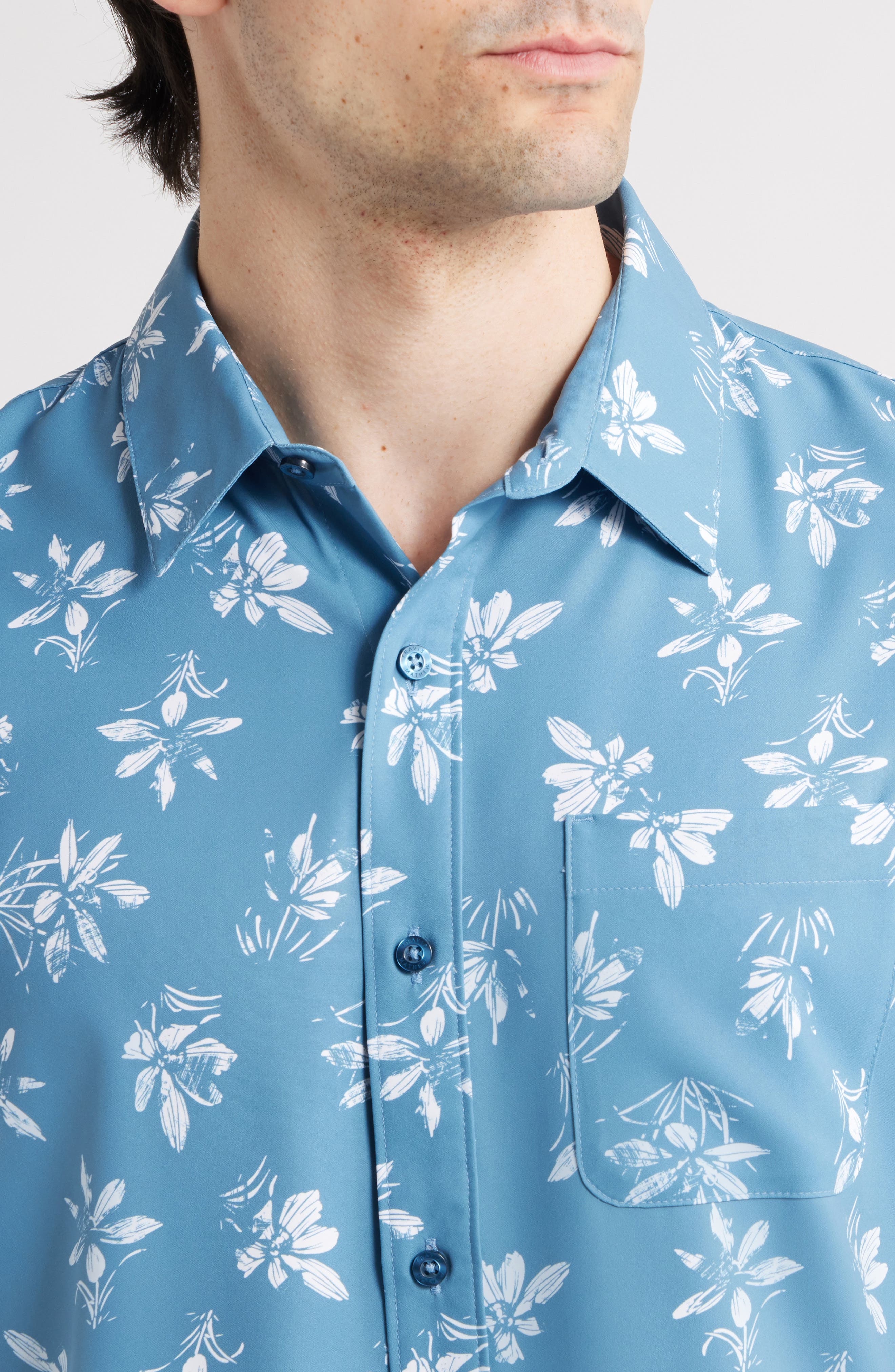 TravisMathew Seamate Floral Short Sleeve Button-Up Shirt