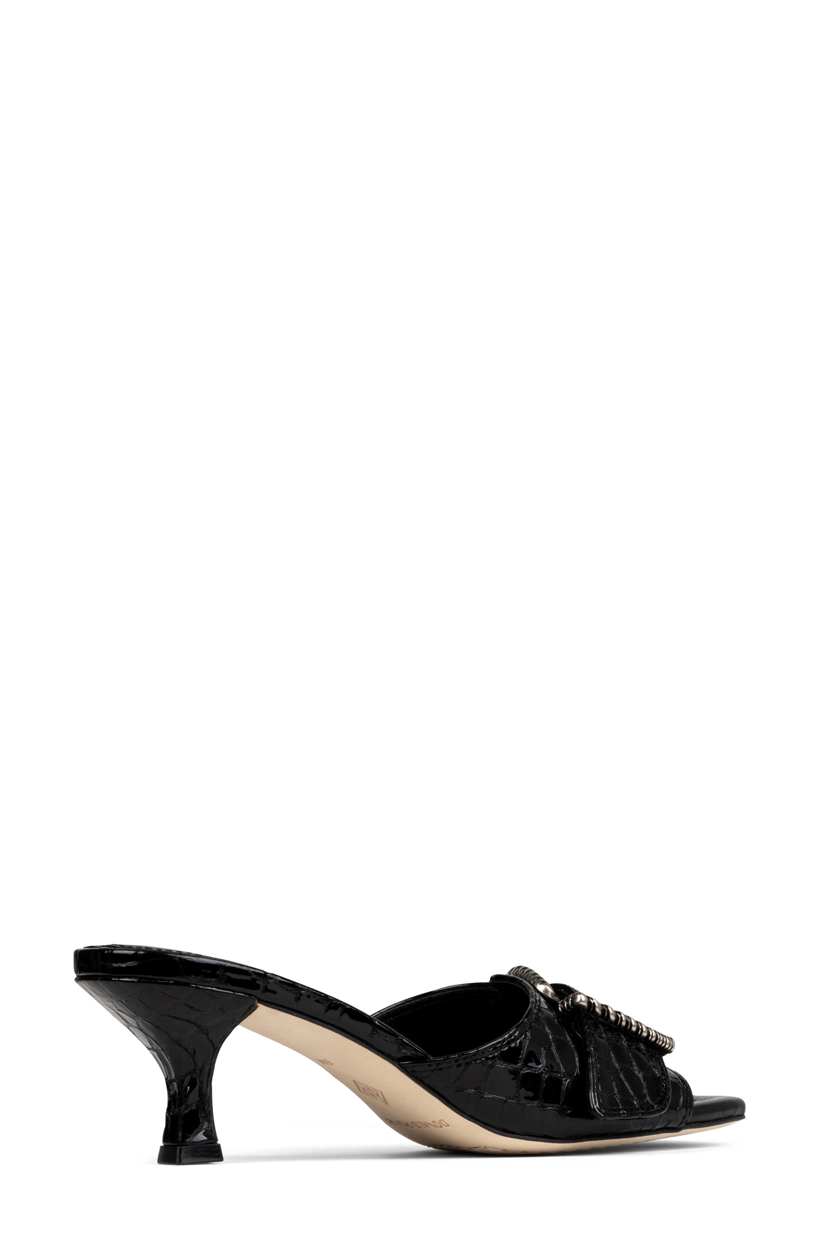 Donald Pliner Buckle Croc Embossed Slide Sandal