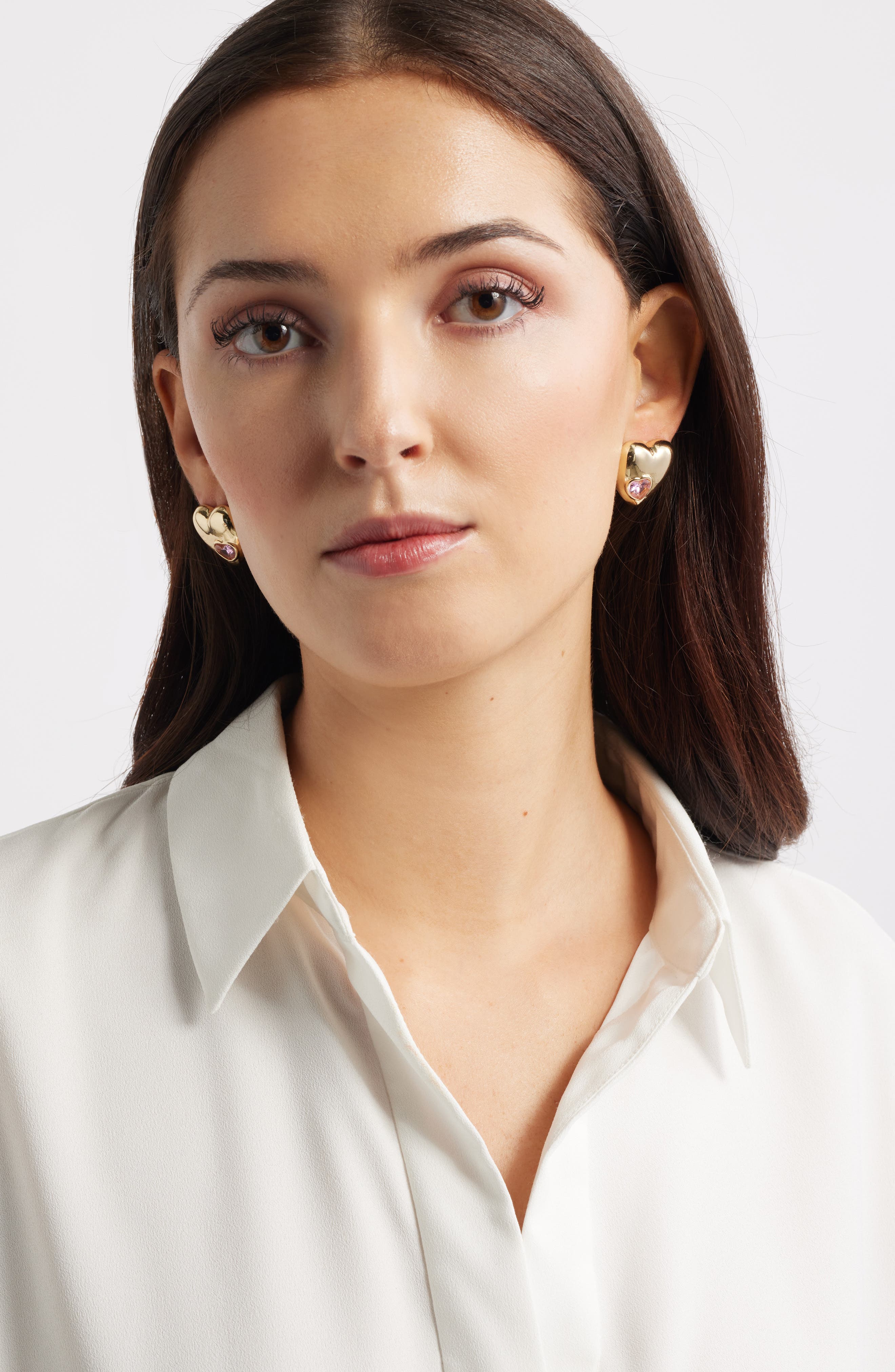 Nordstrom Puffy Heart & Stone Stud Earrings
