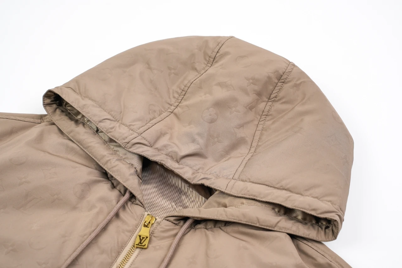 Louis Vuitton Khaki Embossed Hooded Padded Jacket product photo from LabelPicks