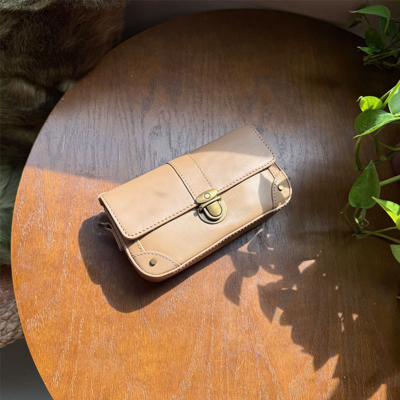 Cognac Beige Mini Saddle Bag Women