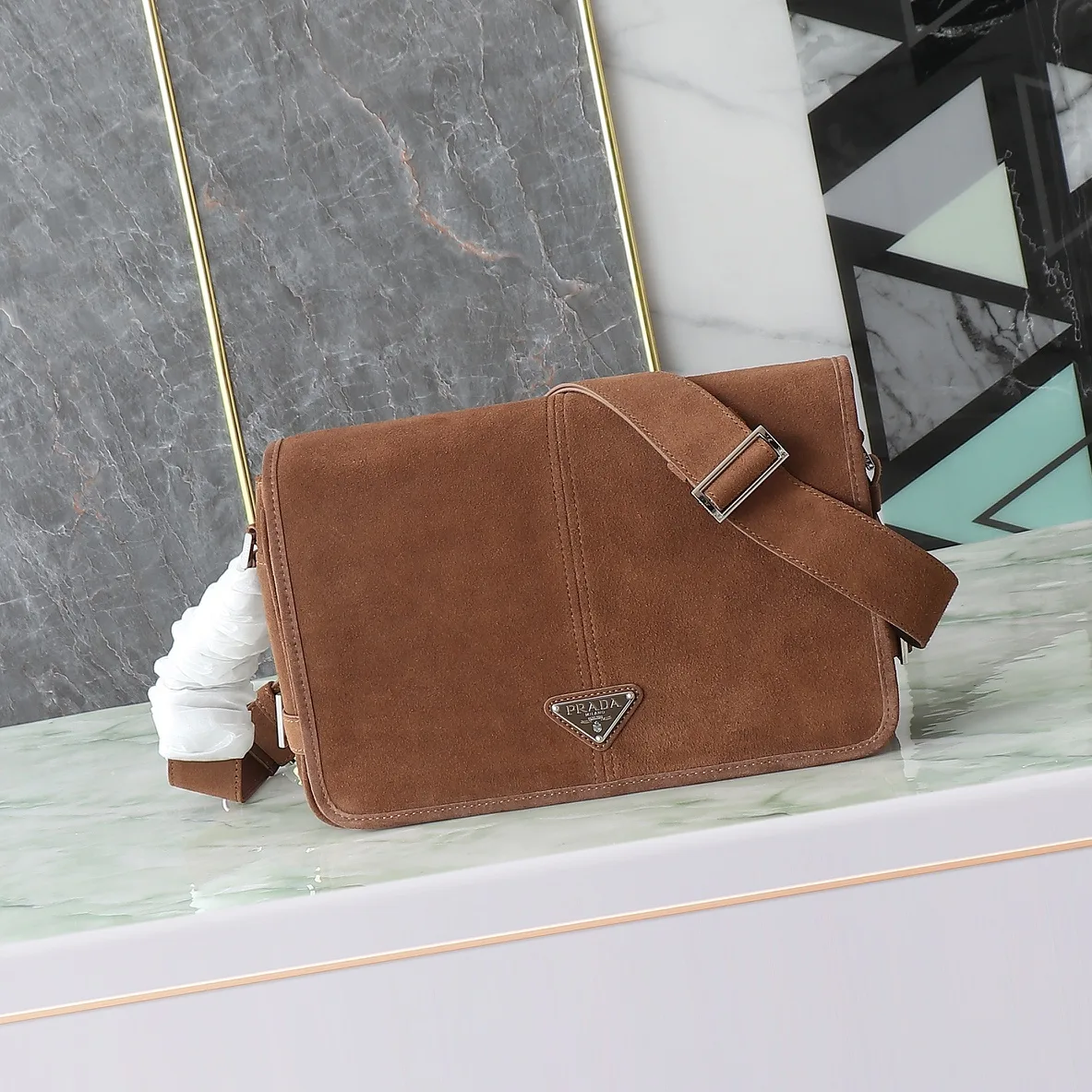 Prada Suede Leather Shoulder Bag product photo from LabelPicks