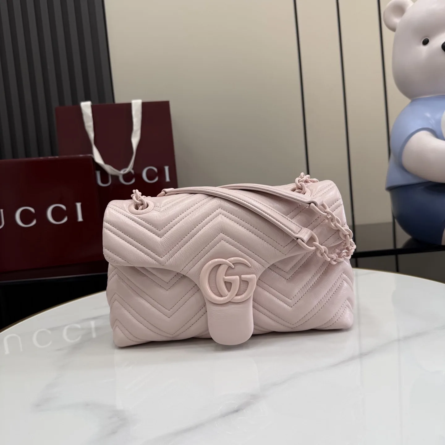 Gucci Pink Marmont GG Supreme Canvas Shoulder Bag product photo from LabelPicks