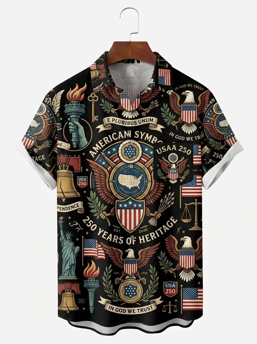 Men's printed shirts, American Symbols 250 Years of Heritage Hawaiian Shirt