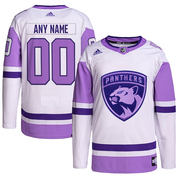 Florida Panthers adidas Hockey Fights Cancer Primegreen Authentic Custom Jersey - White/Purple