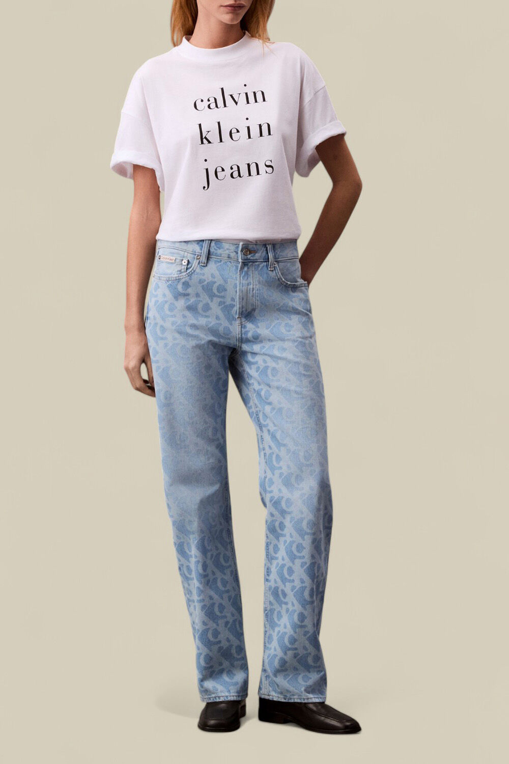 CALVIN KLEIN מכנסי ג'ינס בגזרה ישרה 90