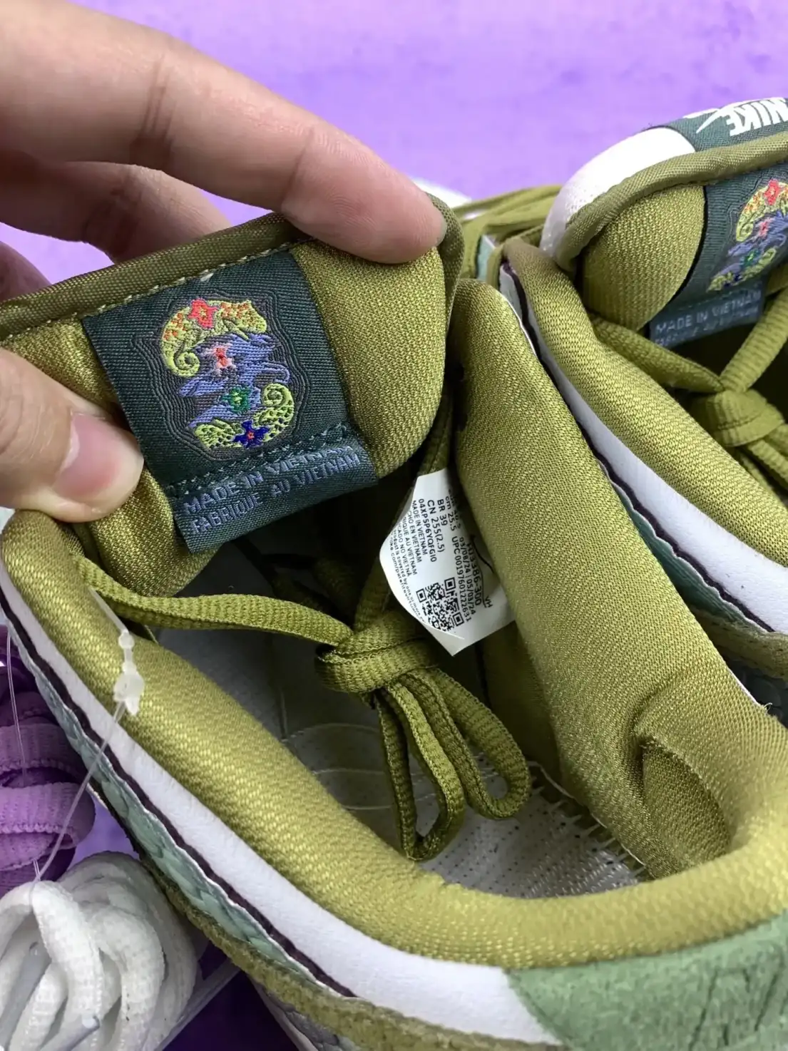 Alexis Sablone x Nike SB Dunk Low Pro “Chameleon” - Oil Green/Desert Moss/White product photo from LabelPicks