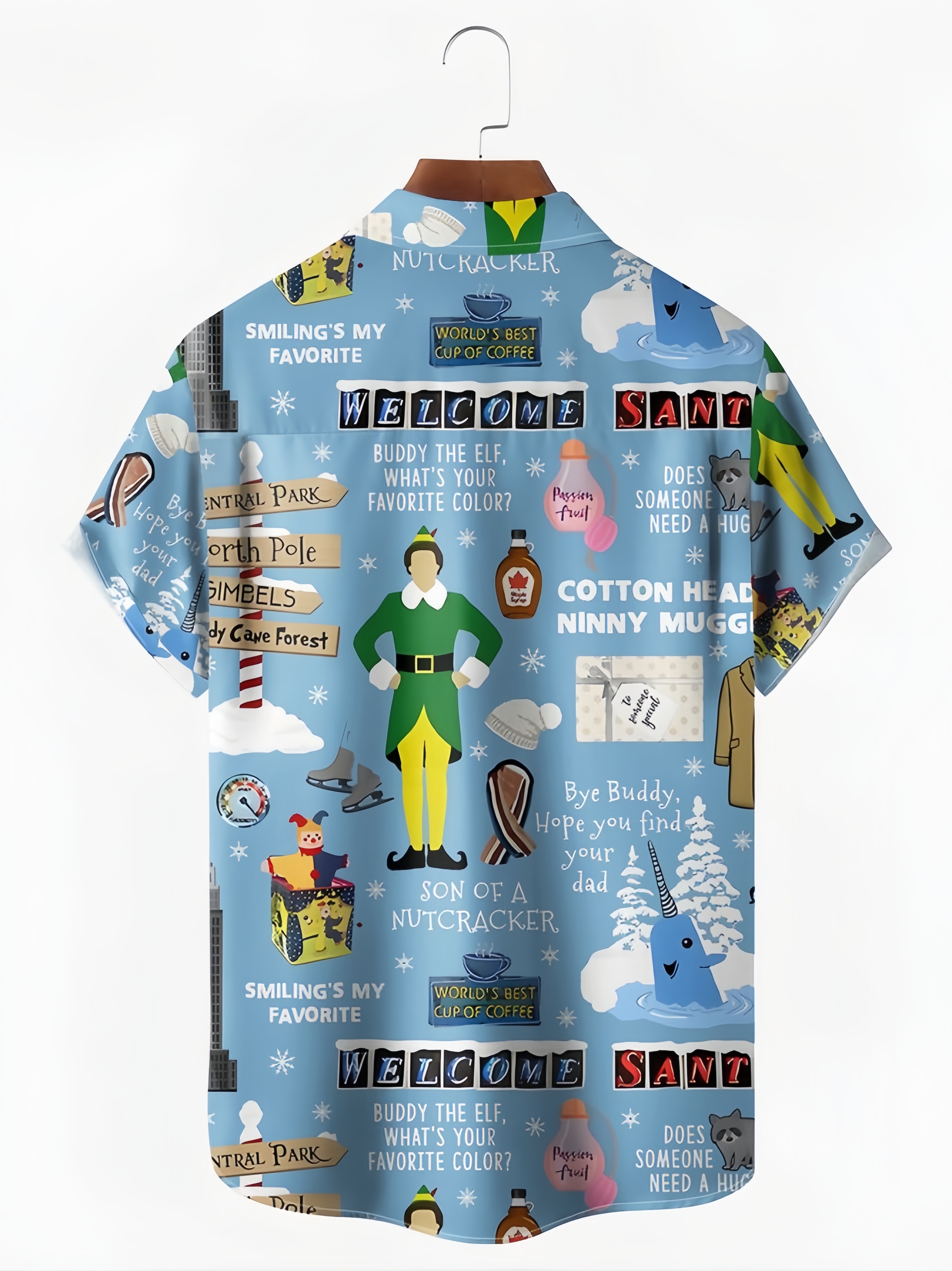 Christmas Chest Pocket Short Sleeve Casual Shirt