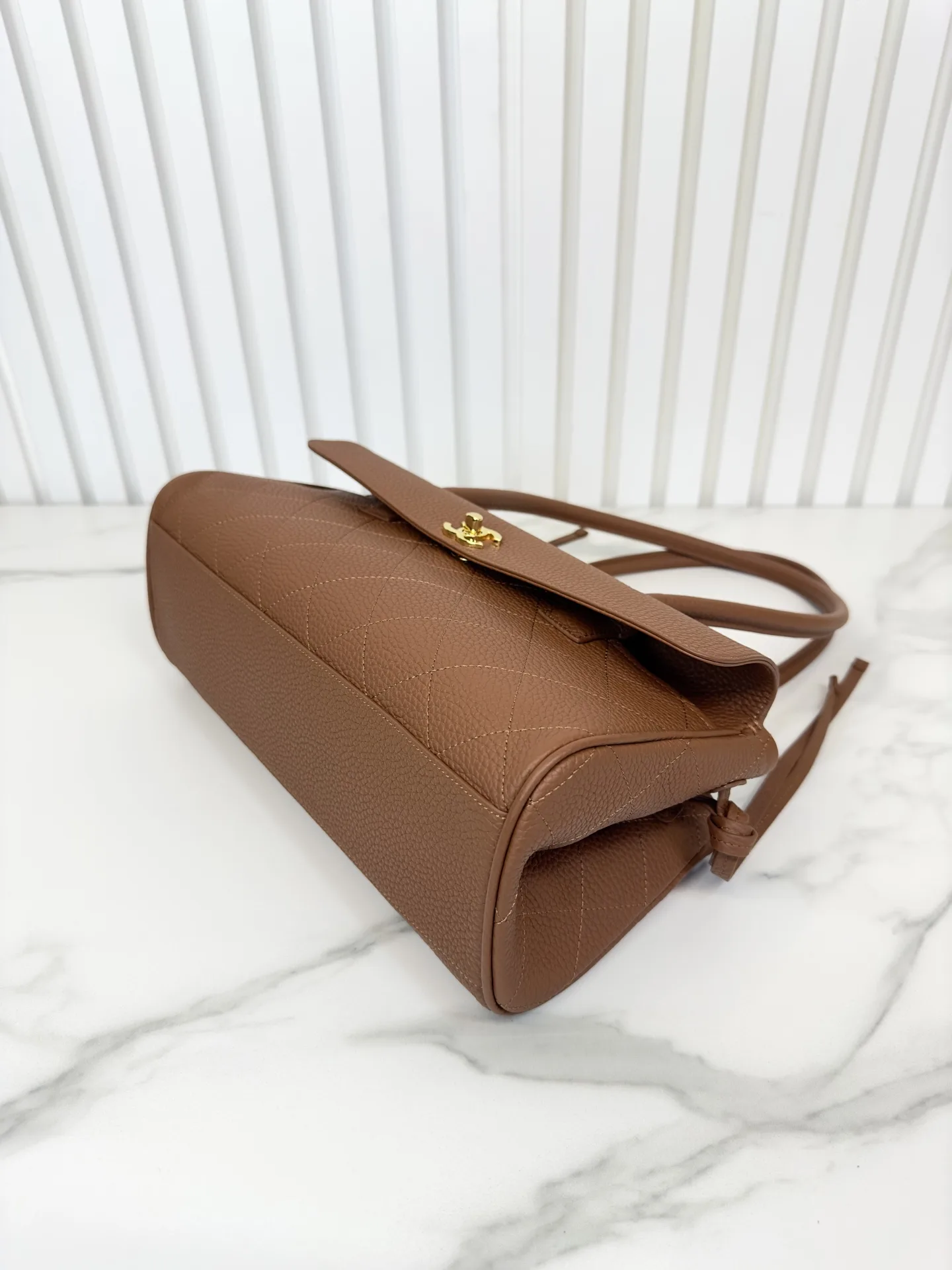 Chanel Brown Grained Leather Top Handle Bag product photo from LabelPicks