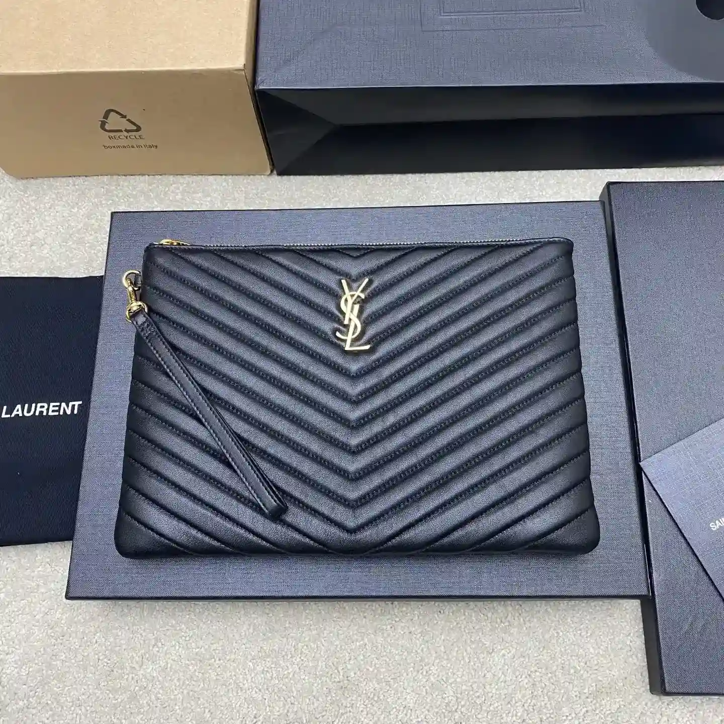 Saint Laurent Black Quilted Leather Clutch product photo from LabelPicks