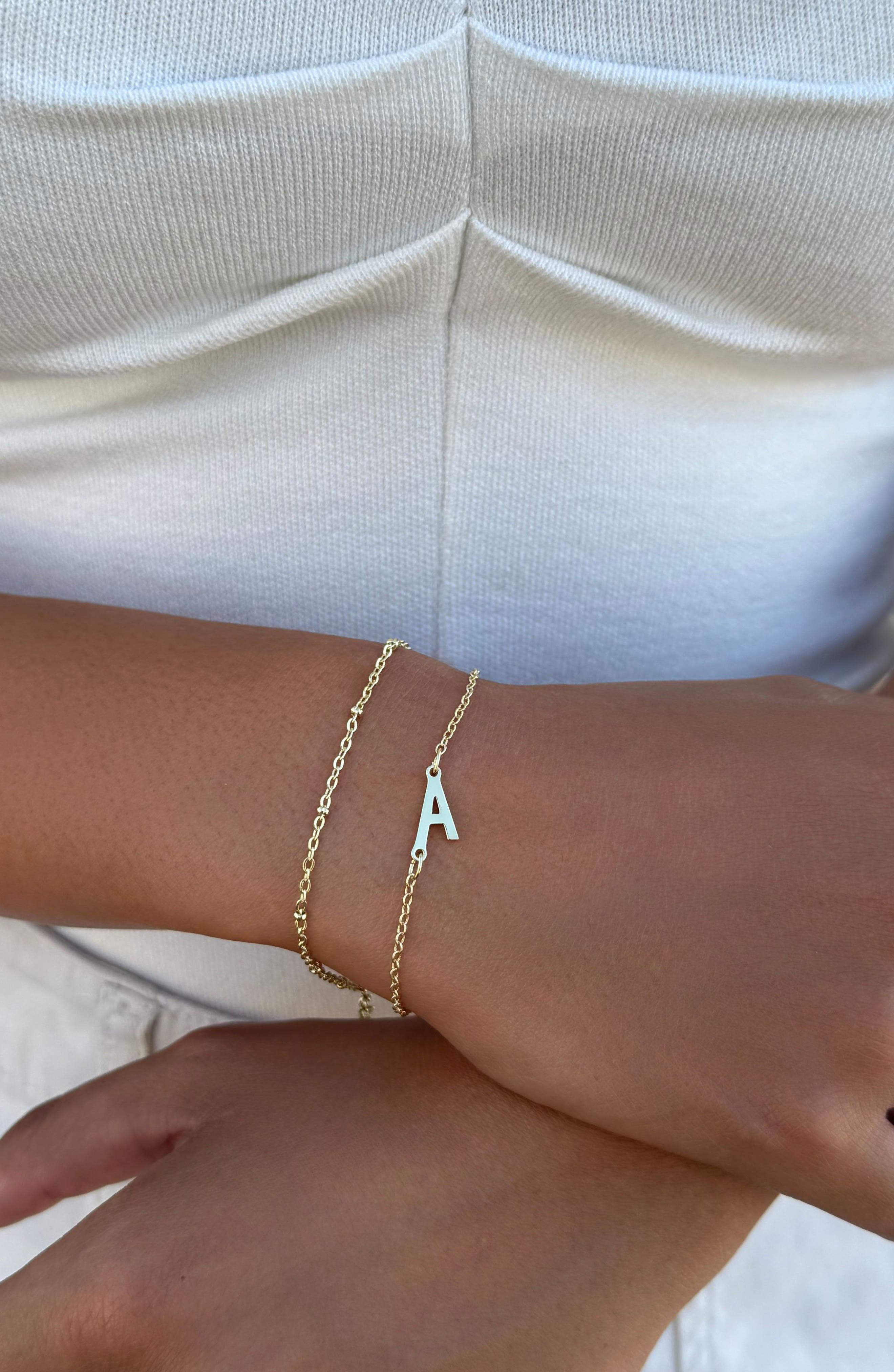 Adornia 2-Piece Initial Bead Chain Bracelet Set