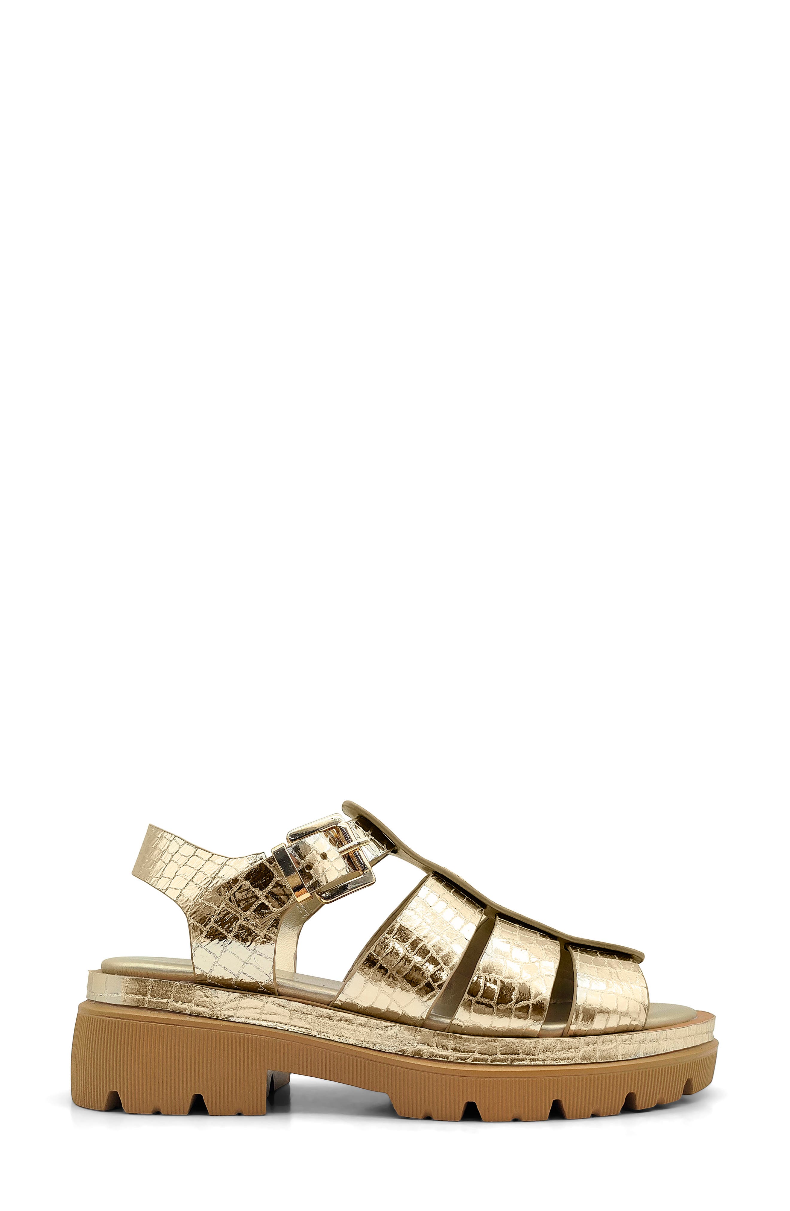 Kenneth Cole New York Herron Lizard Embossed Lug Sole Sandal