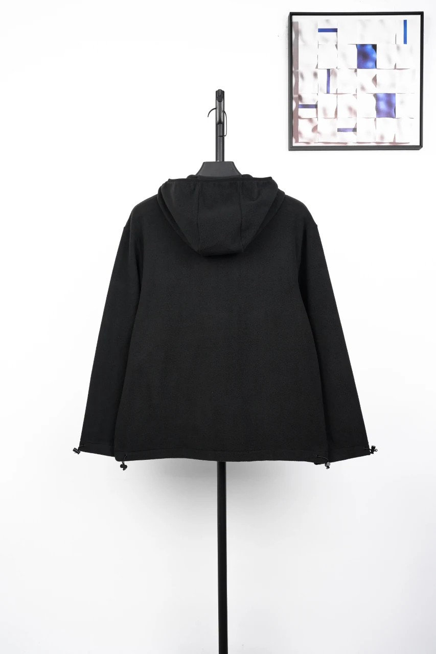 Miu Miu Black Embroidered Fleece Hooded Jacket product photo from LabelPicks