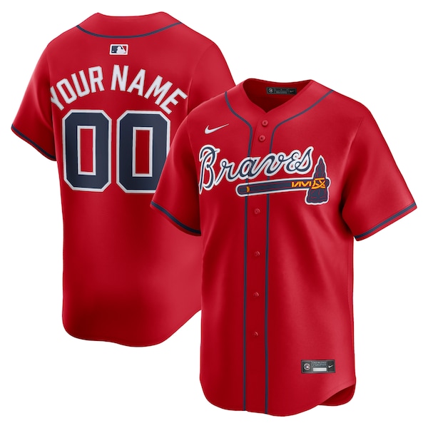 Atlanta Braves Nike Alternate Limited Custom Jersey - Red/White