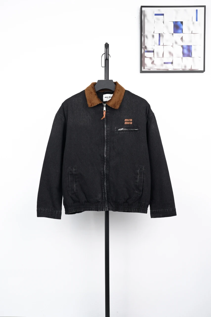 Miu Miu Black Logo Denim Padded Jacket product photo from LabelPicks