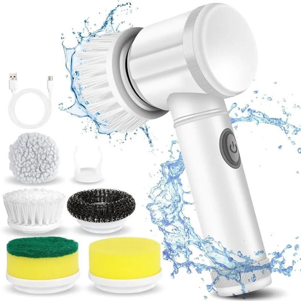 Electric Spin Scrubber With 5 Replaceable Brush Head Power Electric Cleaning Brush Handheld Shower Scrubber QJS406121