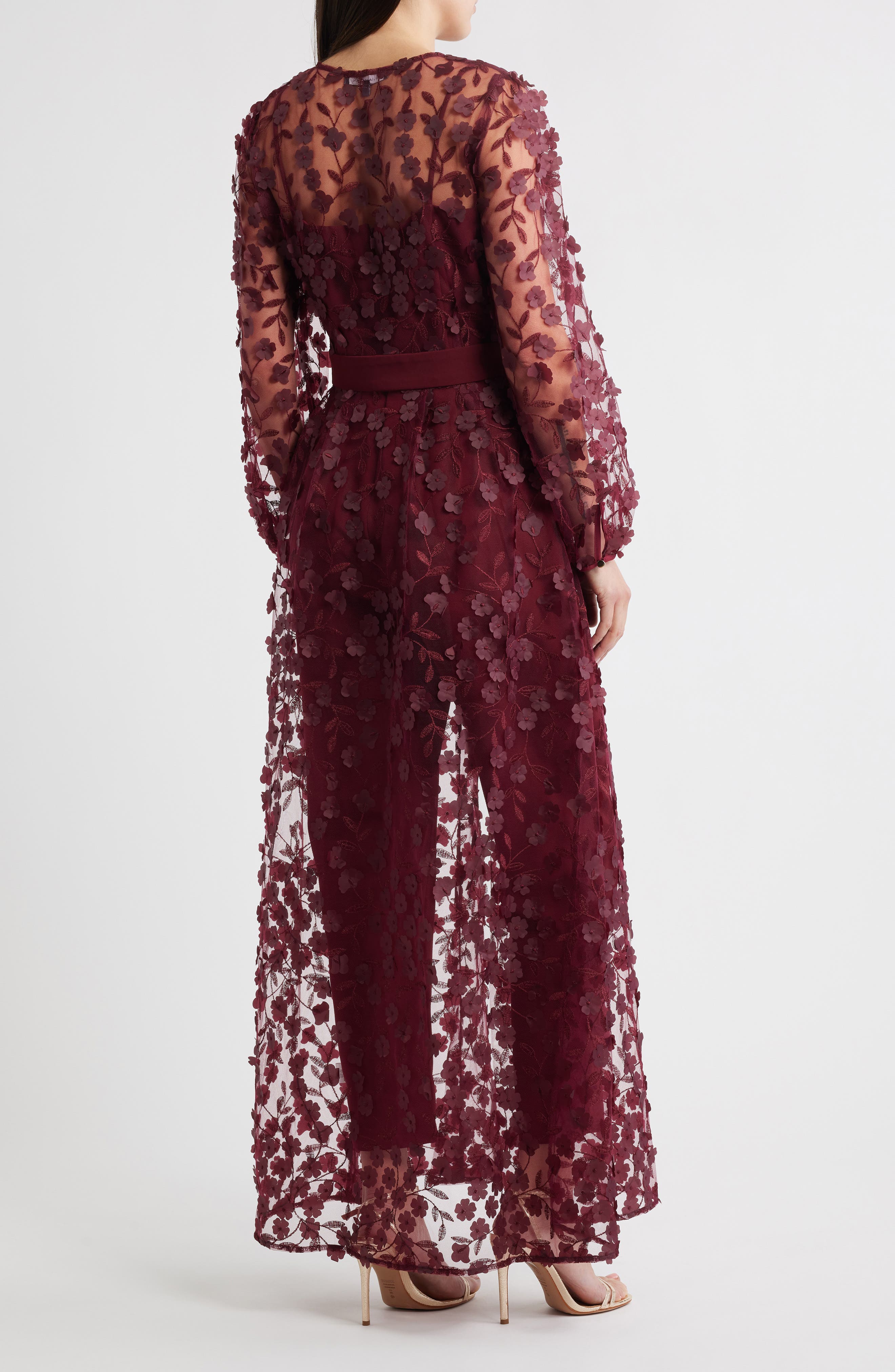 Julia Jordan Floral Overlay Jacket & Belted Jumpsuit