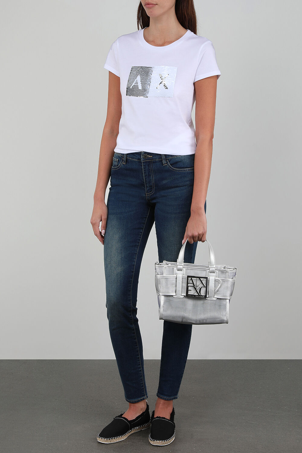 ARMANI EXCHANGE חולצת טי עם פייטים