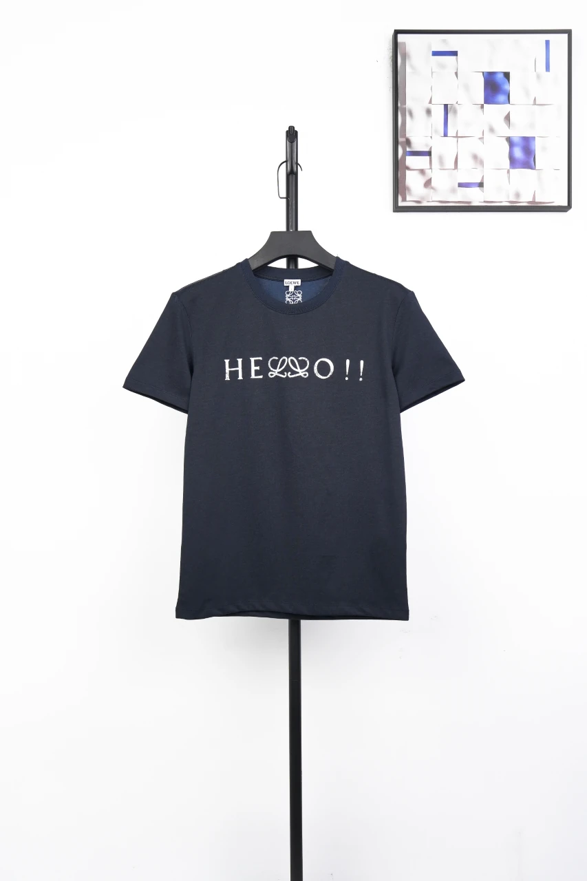 LOEWE Navy Printed and Embroidered Playful Lettering T-Shirt product photo from LabelPicks