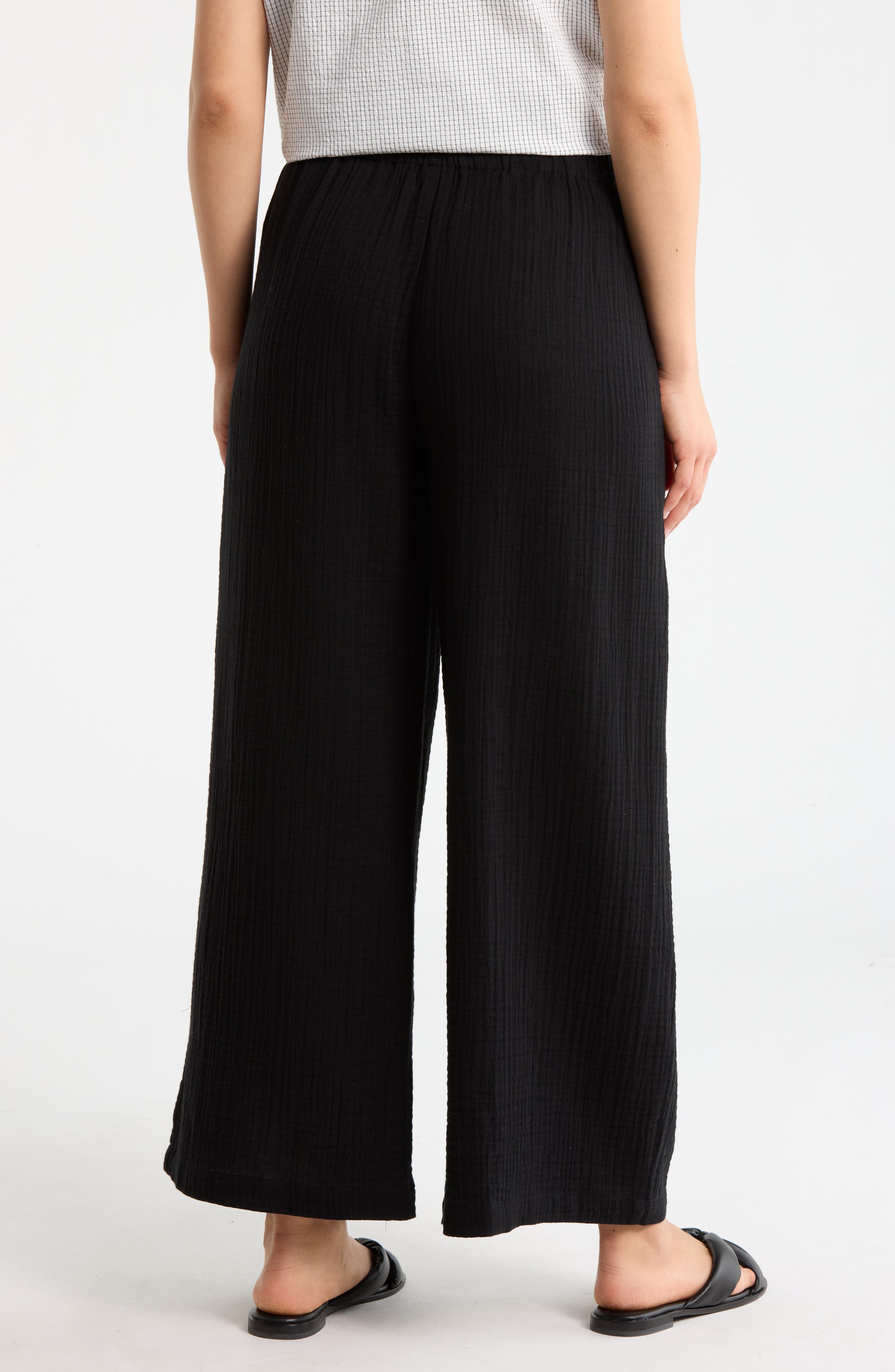Eileen Fisher Wide Leg Organic Cotton Ankle Pants