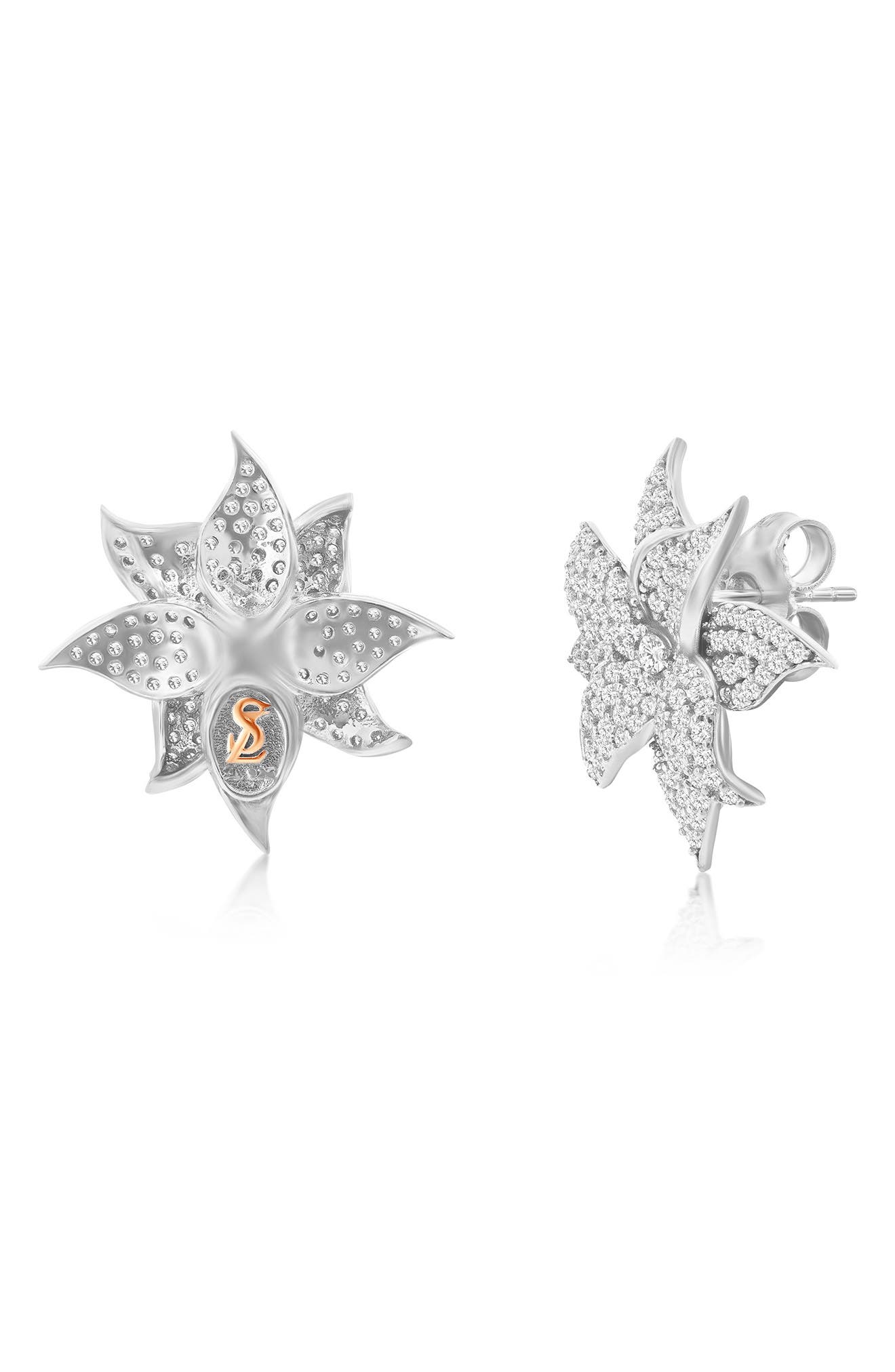 SUZY LEVIAN Cubic Zirconia Flower Stud Earrings