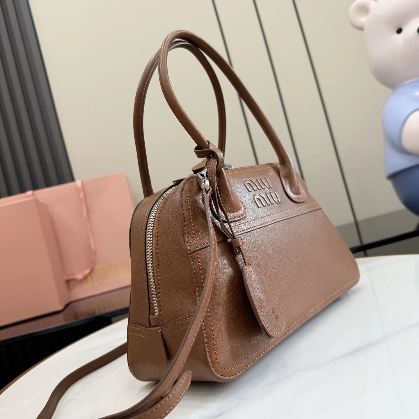 Miu Miu Vivant Brown Lambskin Top Handle Bag product photo from LabelPicks