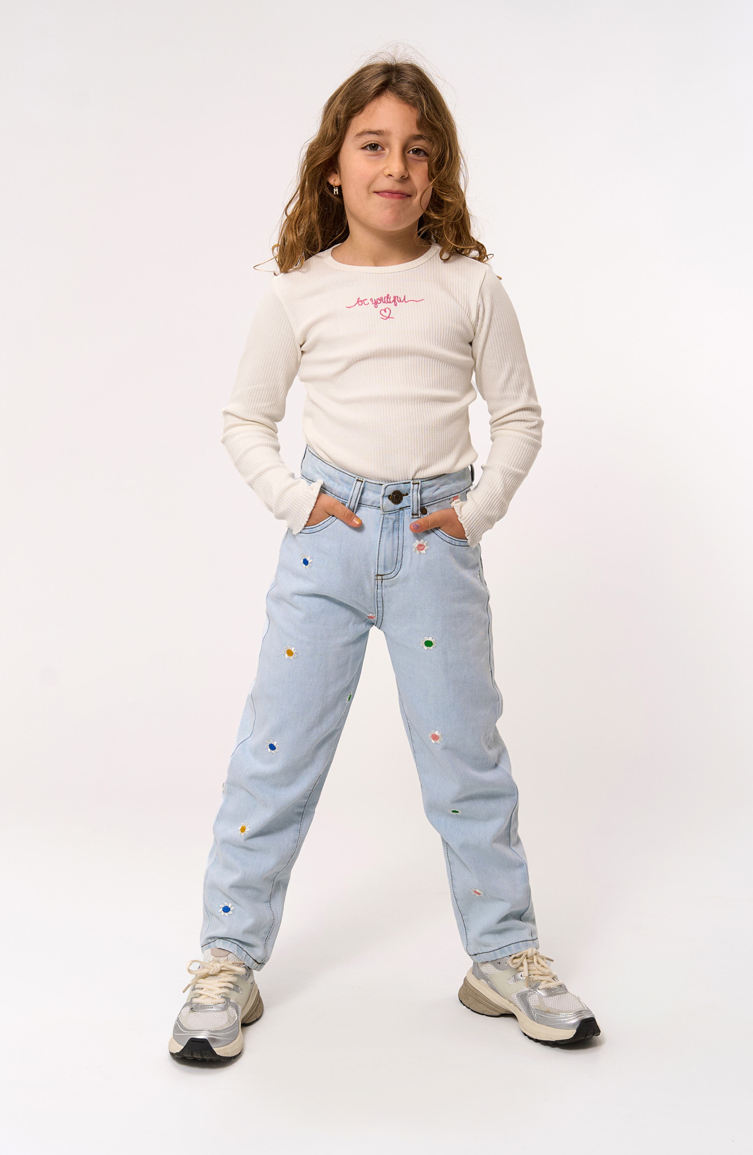 THE NEW Kids' Porscha Floral Embroidered Mom Jeans