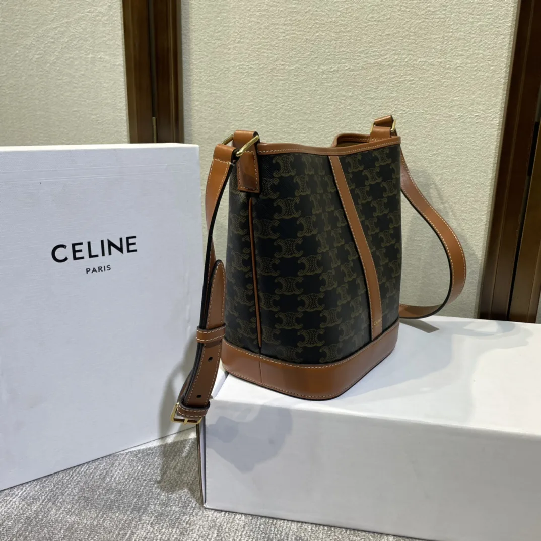 Celine Folco Triomphe Canvas Bucket Bag product photo from LabelPicks